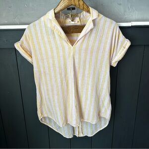 Beachlunchlounge Linen Popover Shirt Short Sleeve Casual‎ Top Small